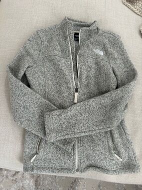 The North Face Light Gray Heather Sherpa Fleece Jacket